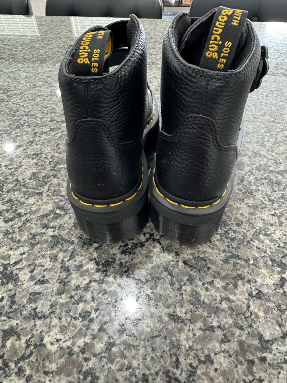 Dr. Martens Black Leather Ankle Boots with Yellow Welt Stitch size 7 - Picture 4 of 10